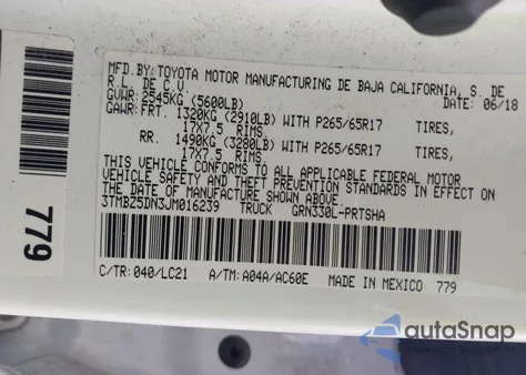 2018 Toyota Tacoma Trd Sport from USA, damaged, VIN 3TMBZ5DN3JM016239